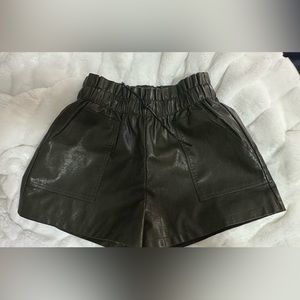 Dk green faux leather shorts